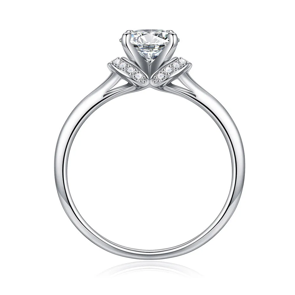 1 CT. Round Halo Style Moissanite Engagement Ring