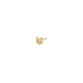 14k Itty Bitty Cat with Diamond Eyes Stud