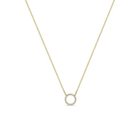 14k Pavé Diamond Circle Necklace