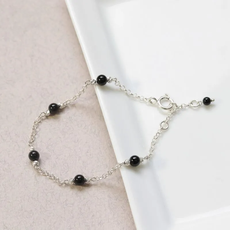 925 Silver Onyx Bracelet - July Birthstone Gift for Her