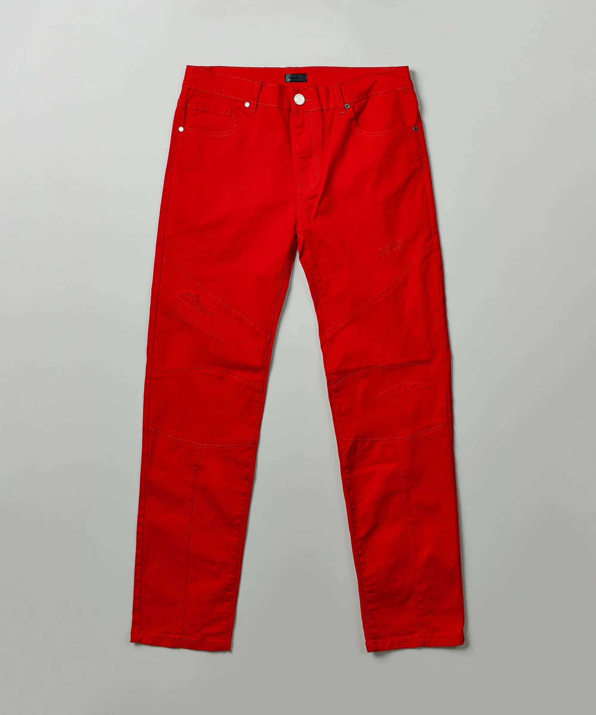 Adamson Ripped Detail Slim Jeans - Red