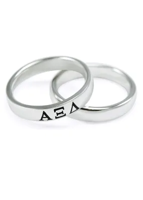 Alpha Xi Delta Sterling Silver Rings with Black Enamel