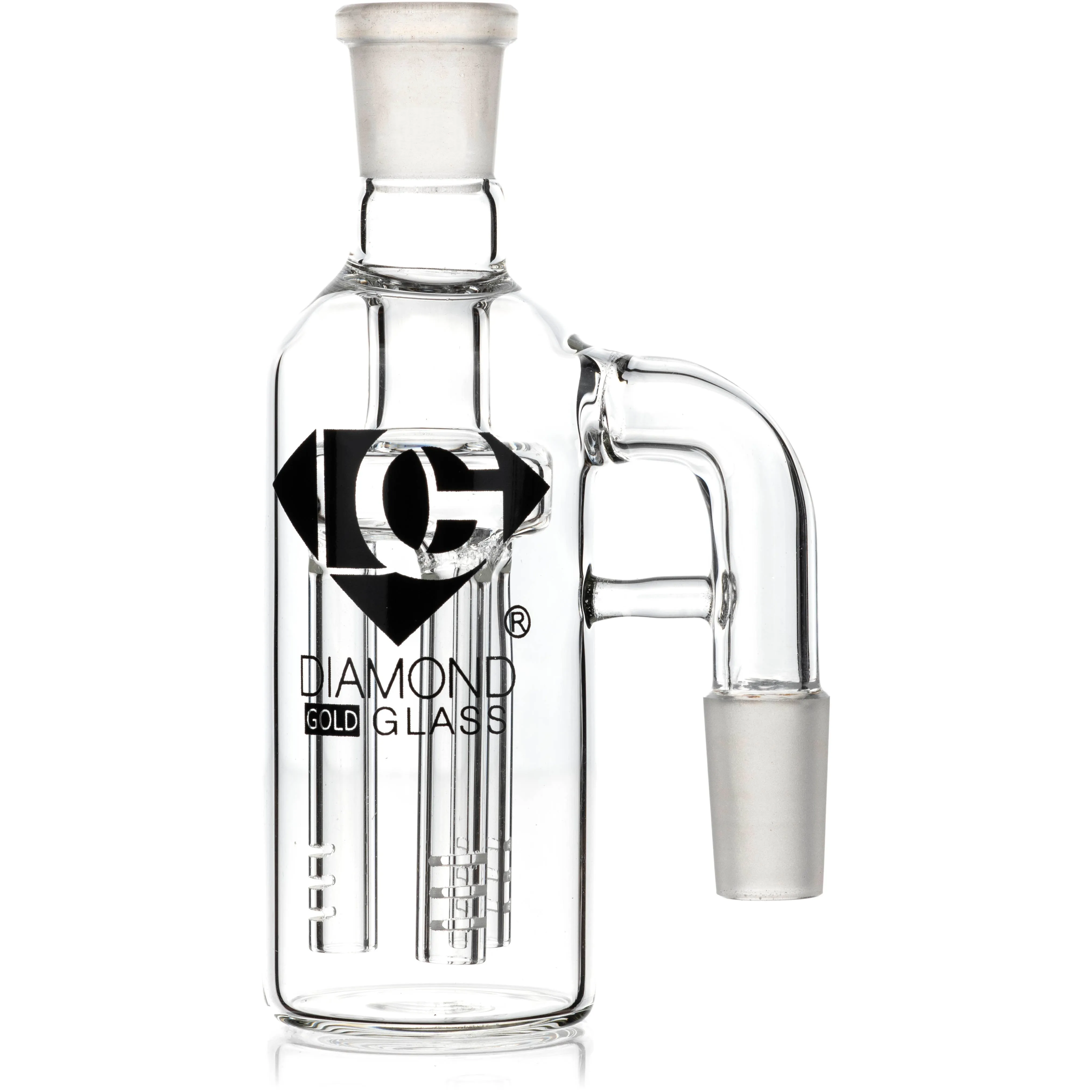 Ash Catcher w/ 14mm Joint, 90 Angle 3 Arm Tree Perc, by Diamond Glass