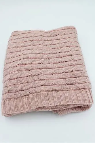 Baby Cable Blanket - Pink