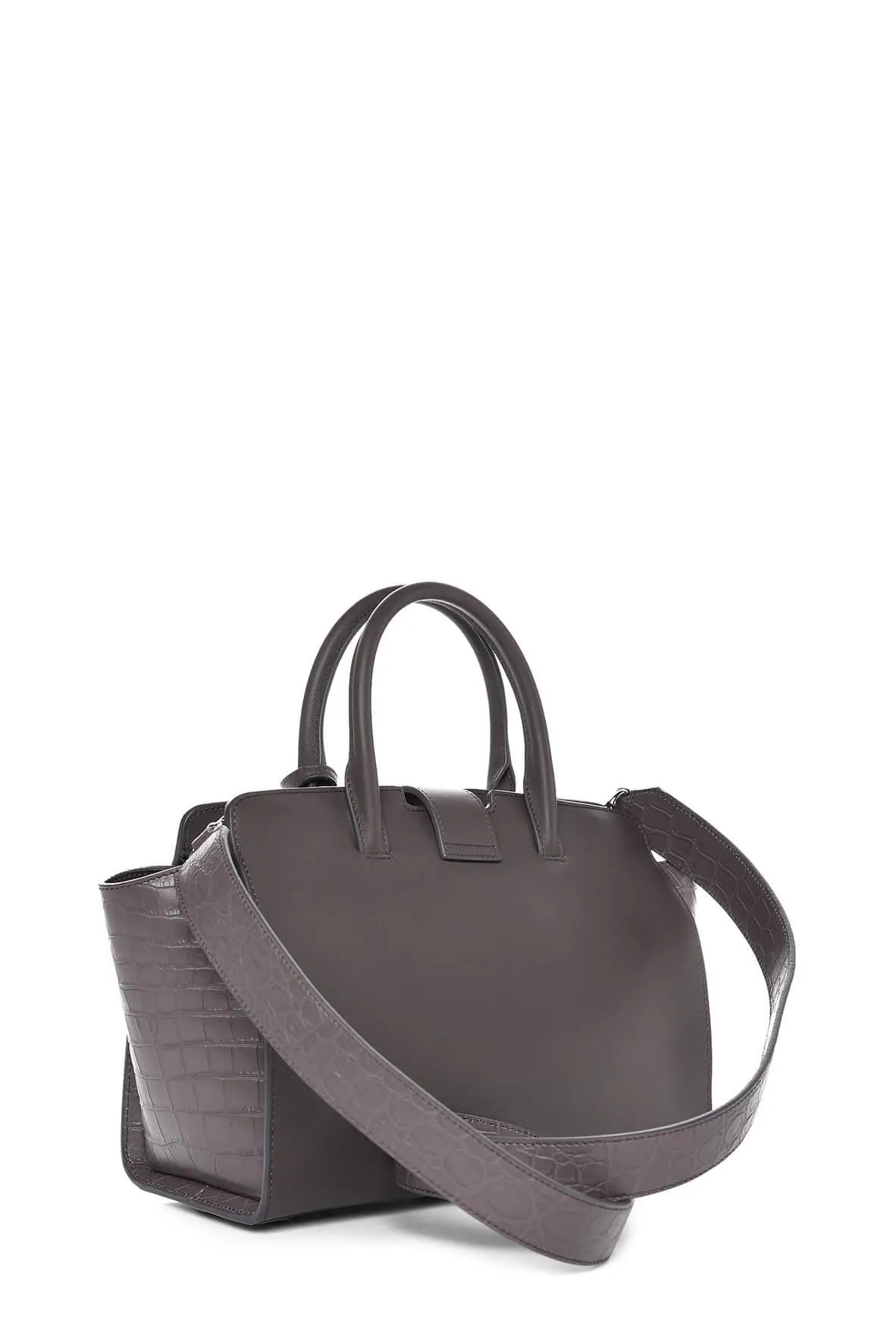 Baby Downtown Cabas Tote with Crocodile Embossed Sides Earth