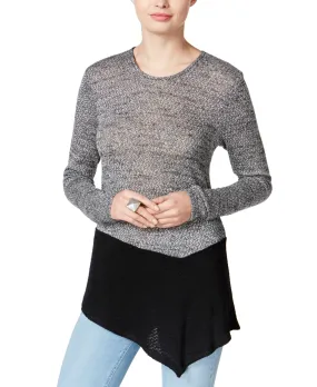 Bar III Women's Long Sleeves Pullover Sweater, Black/Grey, XS