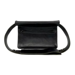 BELT BAG Leather with Thick Strap - Black