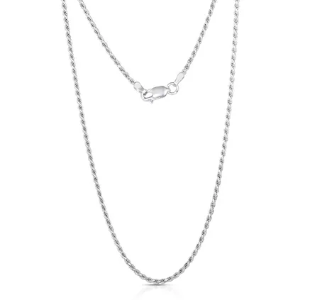 Better Jewelry 1.6mm Rope Diamond cut Chain Necklace .925 Sterling Silver