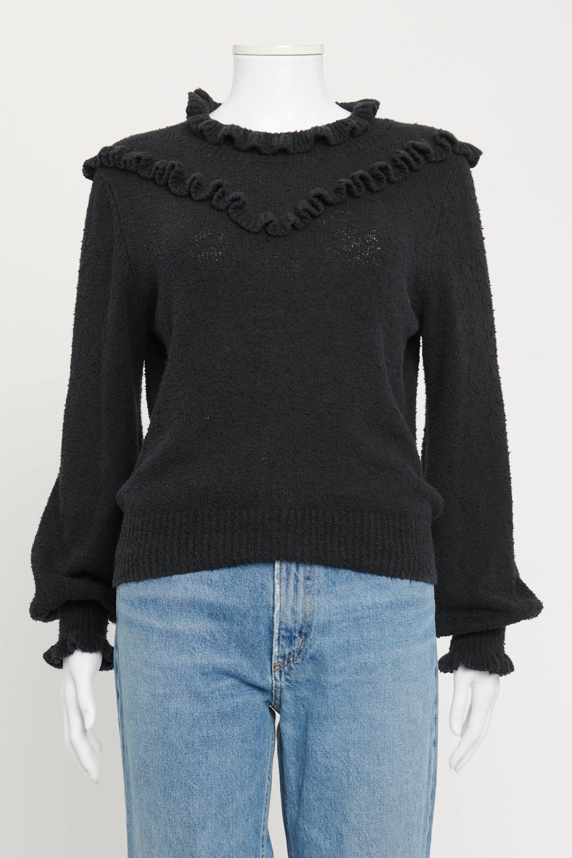 Black Cotton Frilled Preowned Jumper