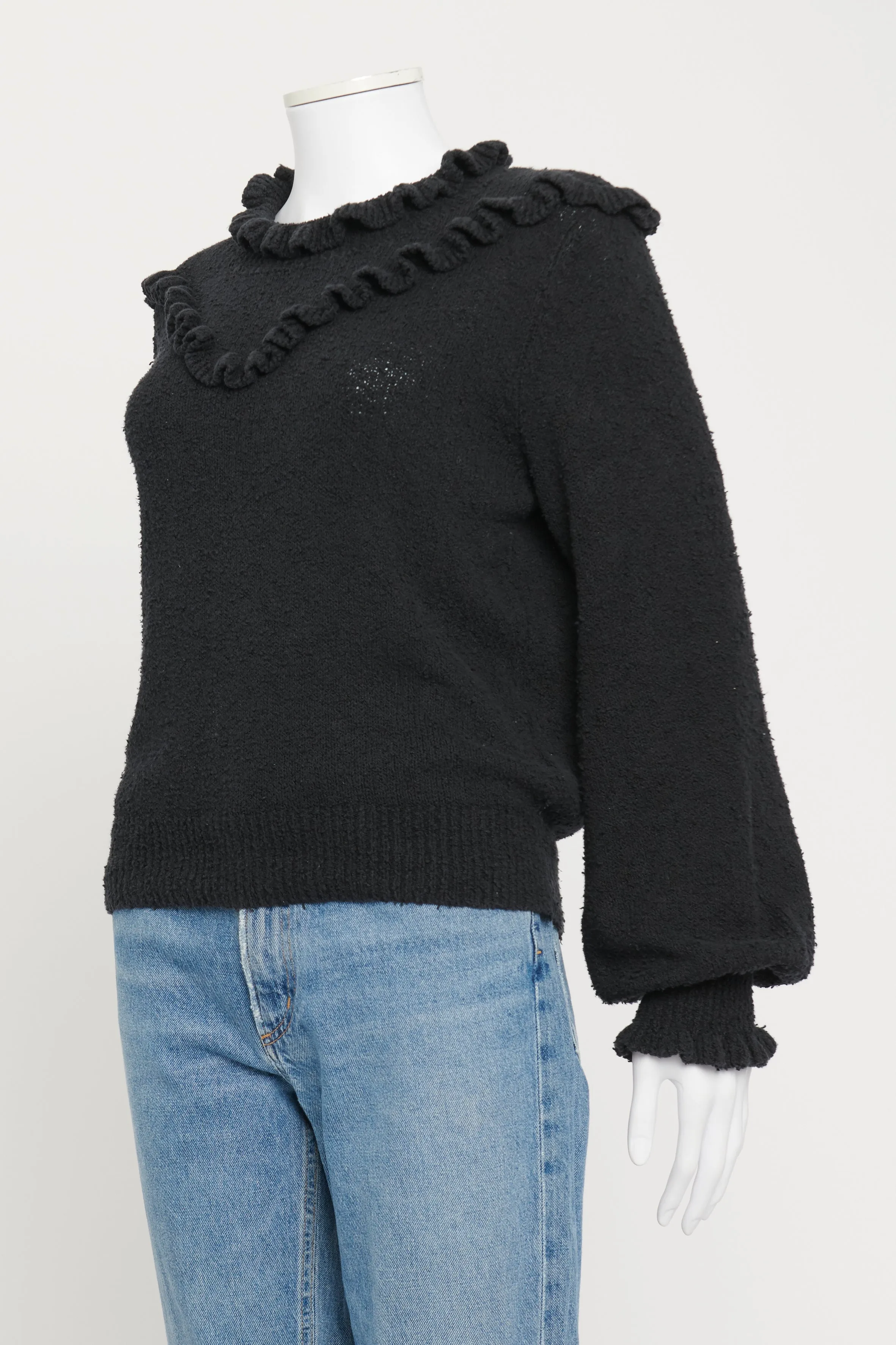 Black Cotton Frilled Preowned Jumper