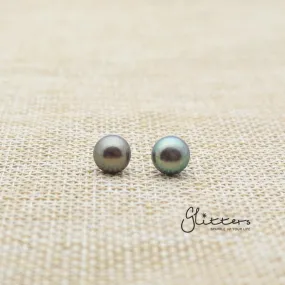 Black Cultured Freshwater Pearl with Sterling Silver Post Women's Stud Earrings - 7mm | 8mm