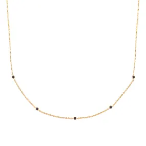 Black Diamond Bezel-Set Five Crystal Necklace