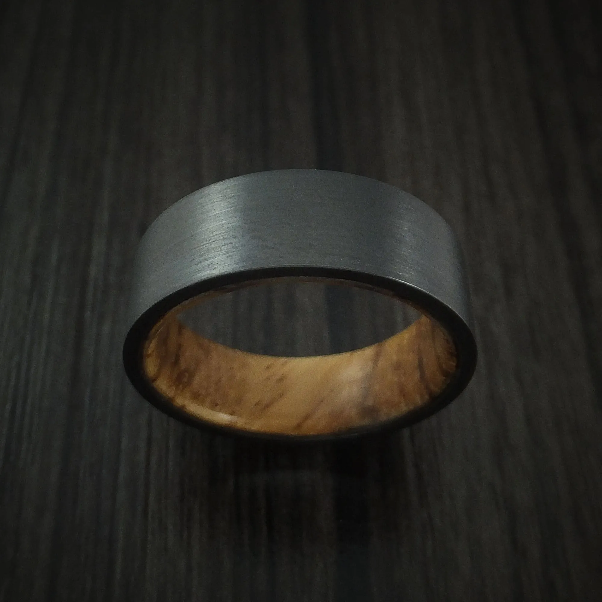 Black Zirconium and Hardwood Sleeve Men's Ring Custom Made