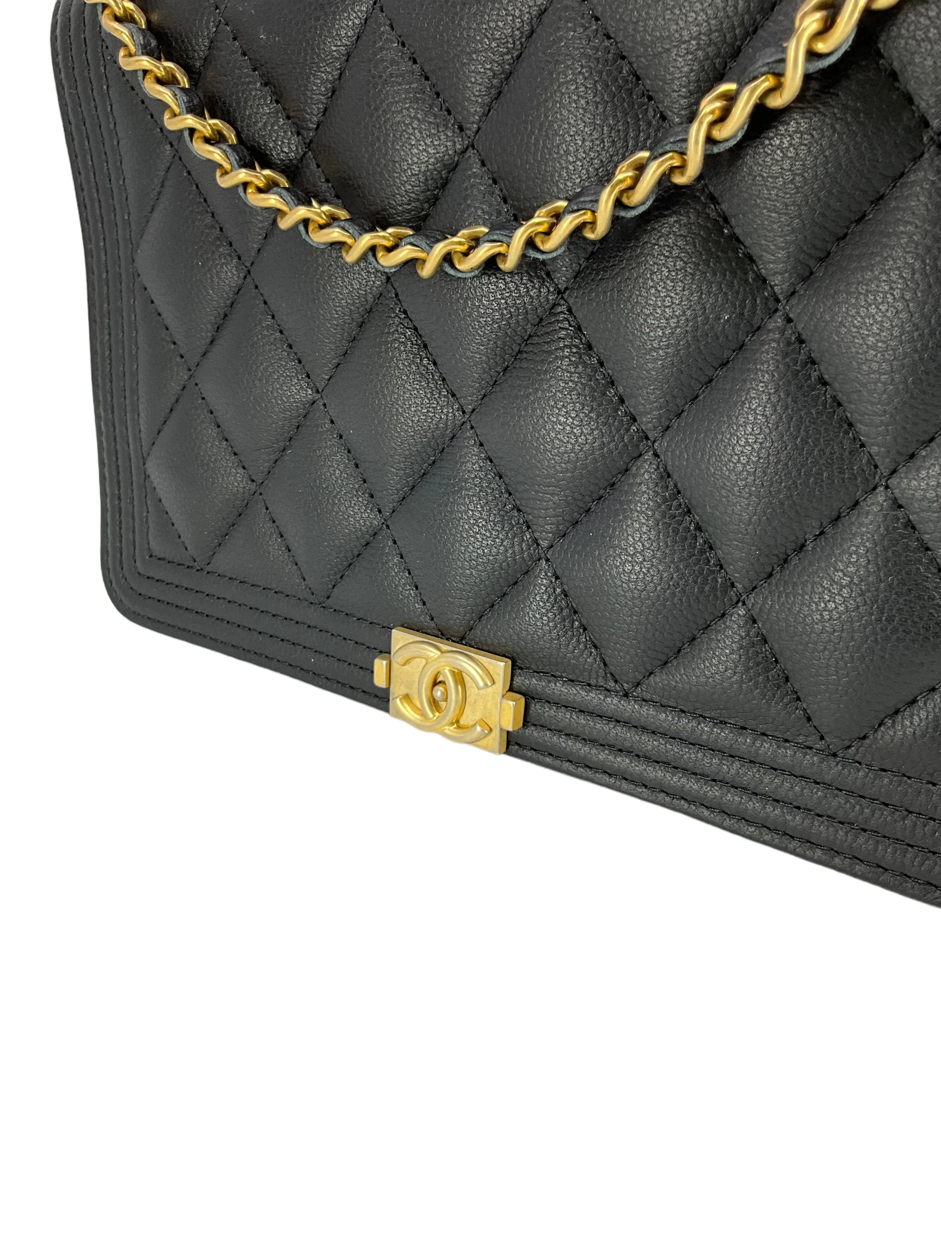 CHANEL Caviar Quilted Boy Wallet On Chain WOC Bag