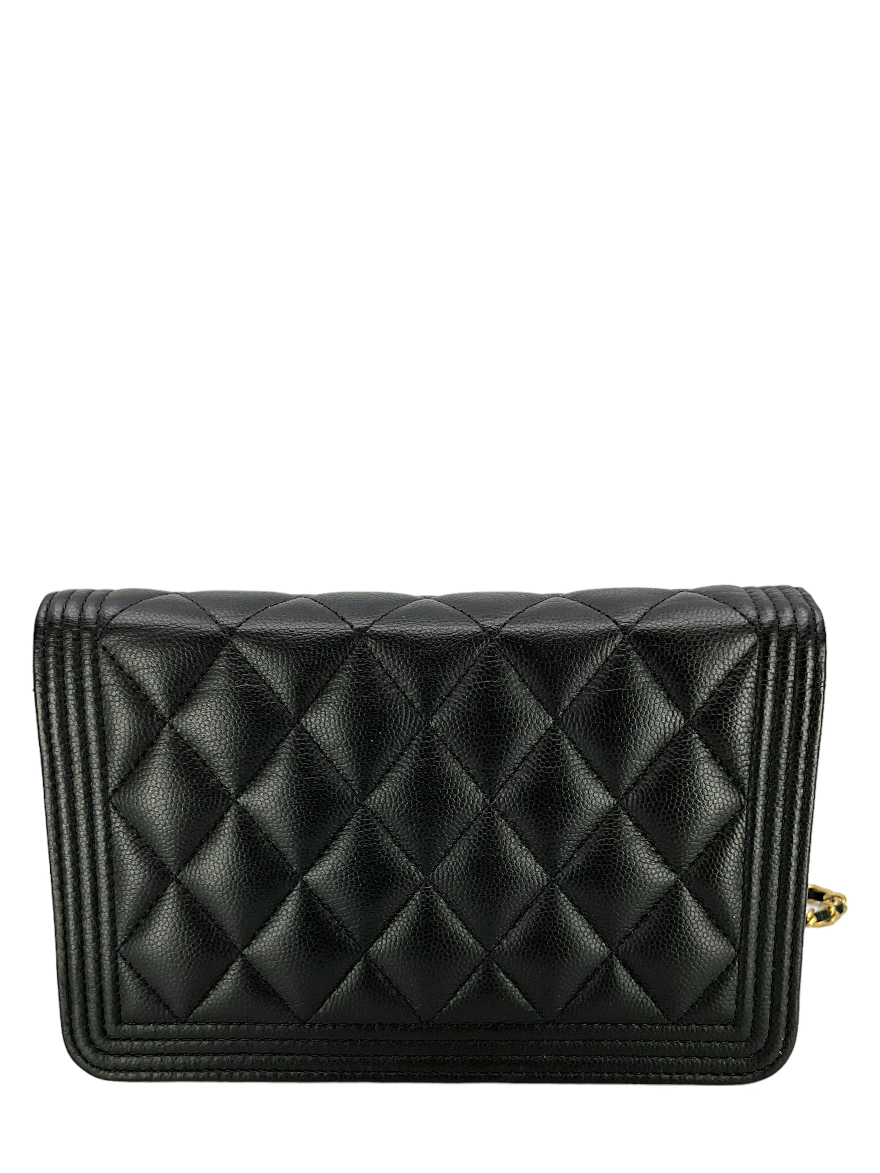 CHANEL Caviar Quilted Boy Wallet On Chain WOC Bag