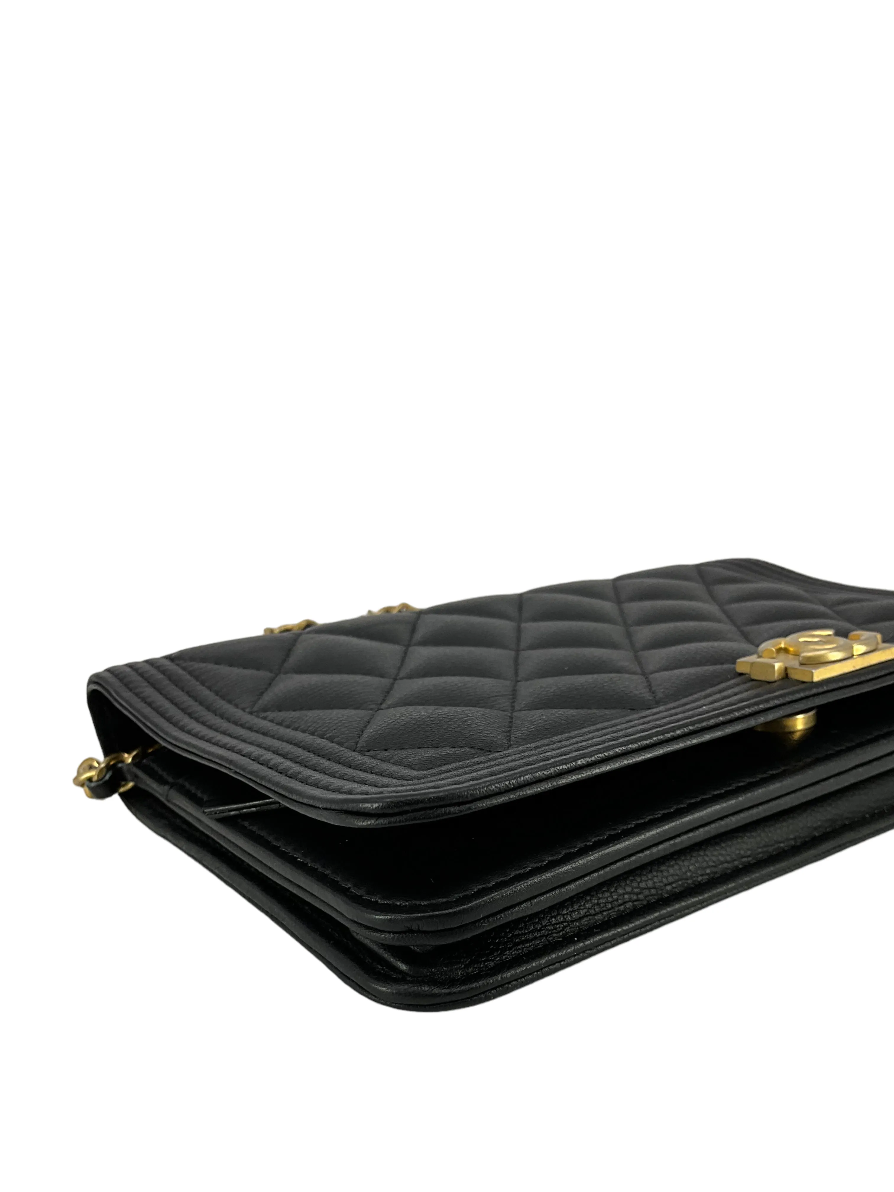 CHANEL Caviar Quilted Boy Wallet On Chain WOC Bag