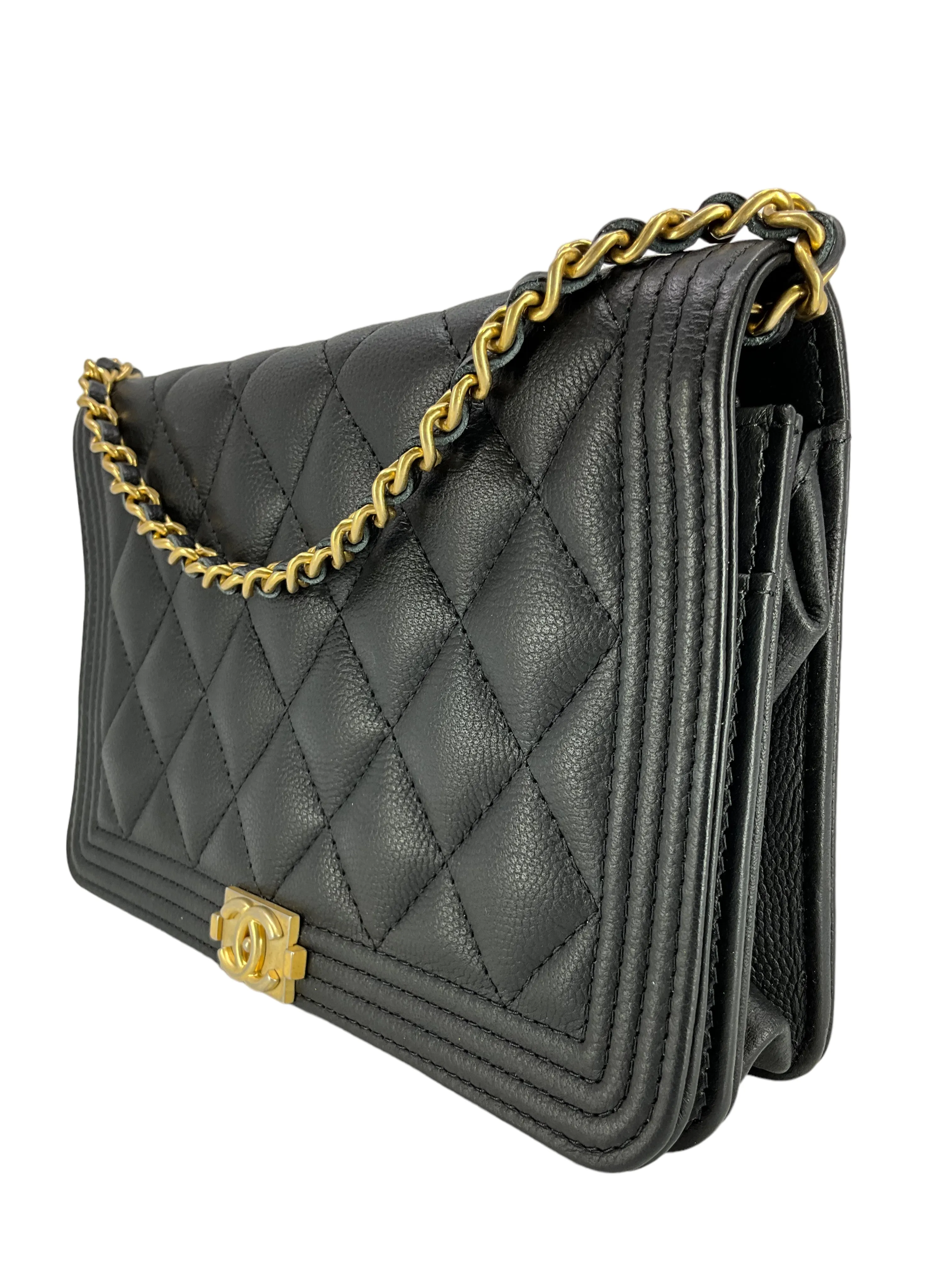 CHANEL Caviar Quilted Boy Wallet On Chain WOC Bag