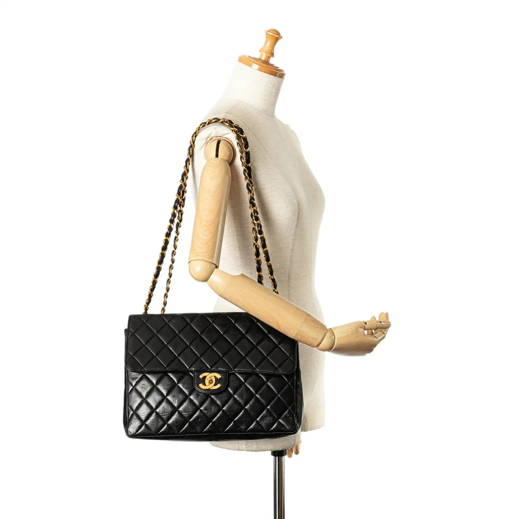 Chanel Classic Single Flap Jumbo Black Lambskin Gold