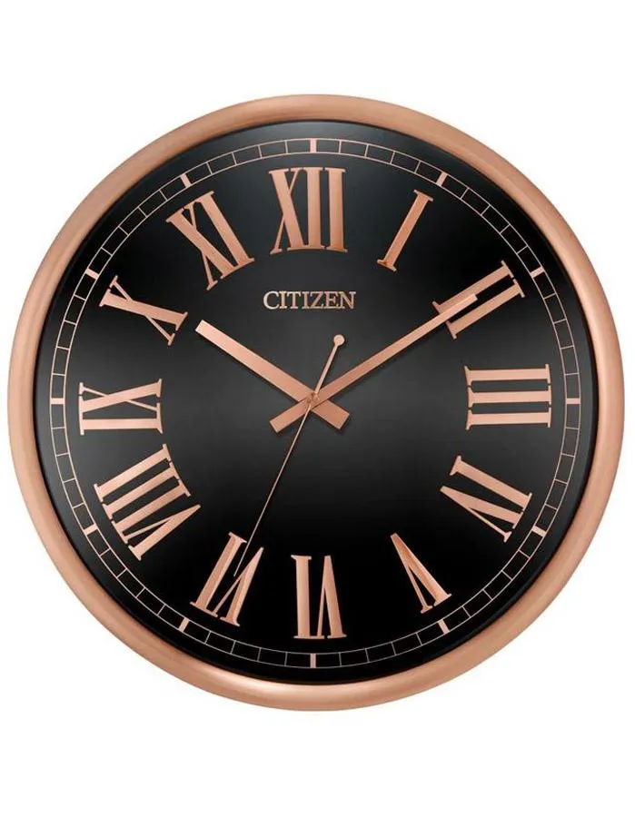 Citizen Gallery Circular Rose Gold-Tone Clock - Black Dial - Roman Numerals