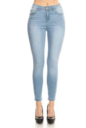 Classic High Waisted Light Wash Ankle Cropped Skinny Jeans