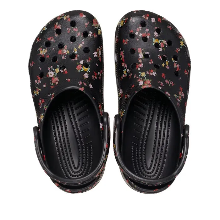 Crocs - Classic Ditsy Floral Print Clog Black Adults