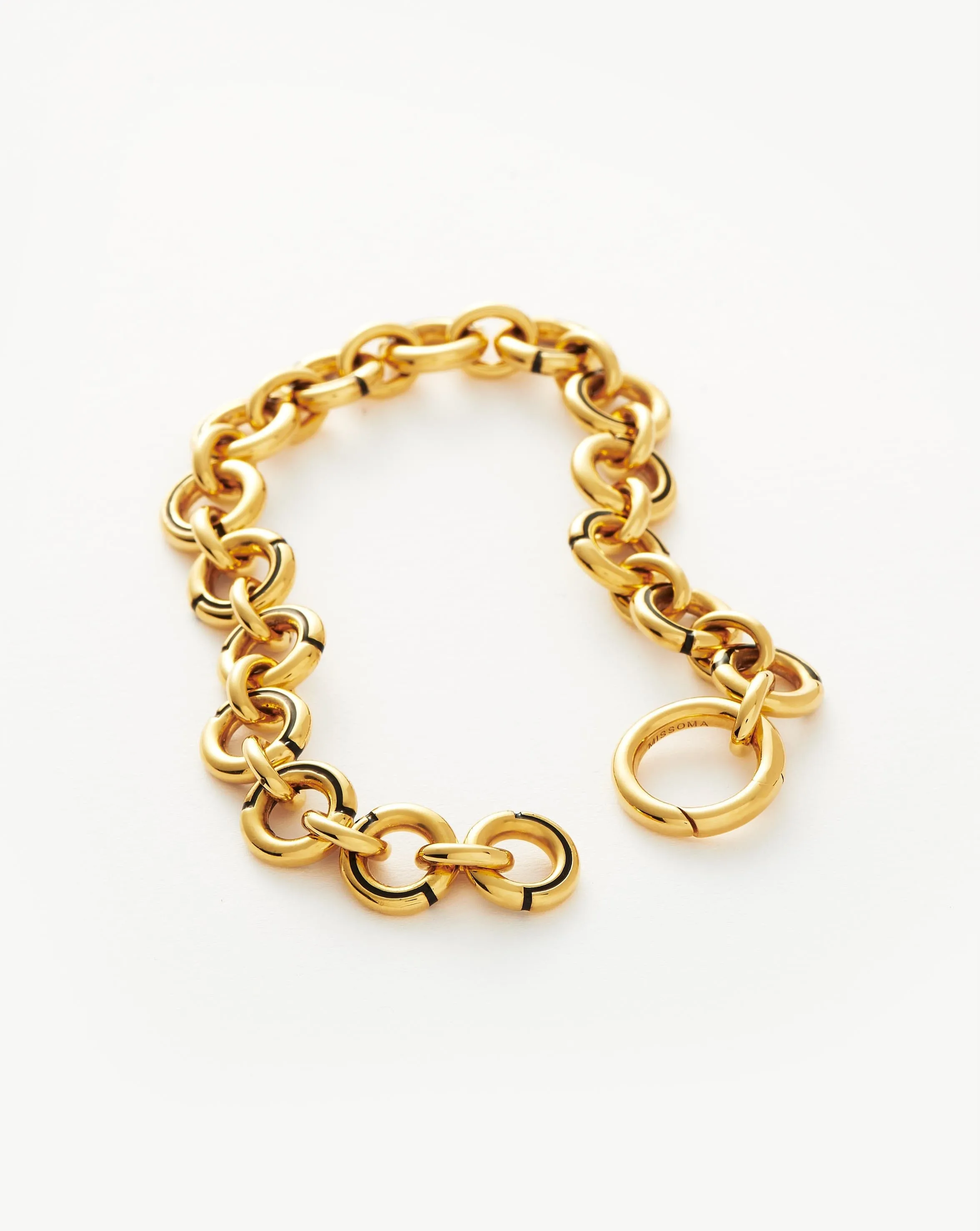 Enamel Byline Link Chunky Chain Bracelet | 18ct Gold Plated