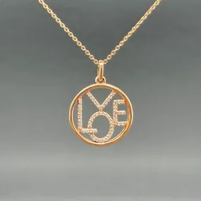 Estate 10K R Gold 0.07ctw G-H/SI1 Diamond Love Pendant