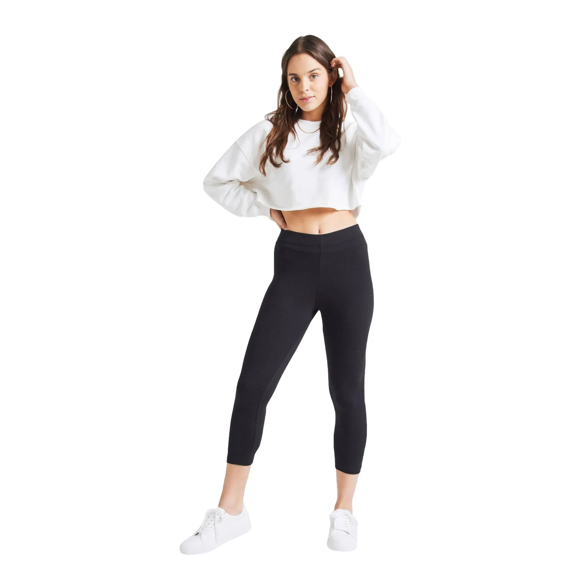 Fashion Tight Black Classic High Waisted Cropped Leggings