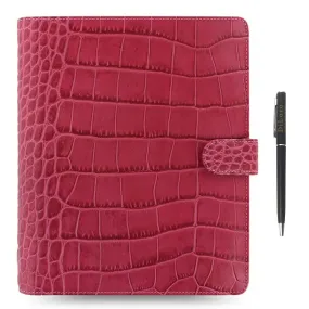 Filofax Classic Croc Print A5 Fuchsia Leather Organizer Agenda 2024