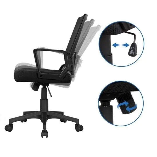 FlexVybe™ Ergonomic Mesh Office Chair: Mid-Back Task Computer Chair with Wheels