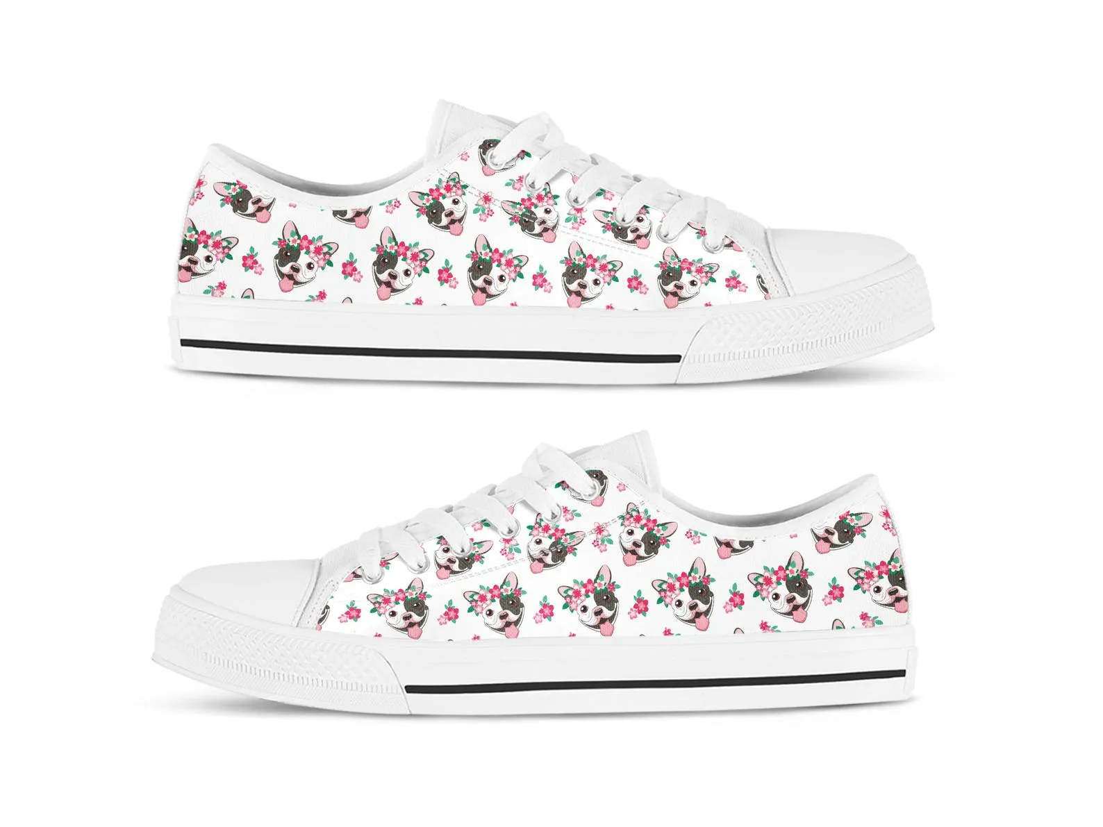 Floral Dog Shoes Dog Sneakers Pet Owner Shoes Cute Shoes Dog Lover Gifts Custom Low Top Converse Style Sneakers For Adults Women & Men