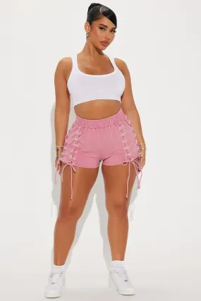 For The Win Lace Up Short - Pink