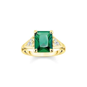 Heritage Green Cocktail Gold Ring