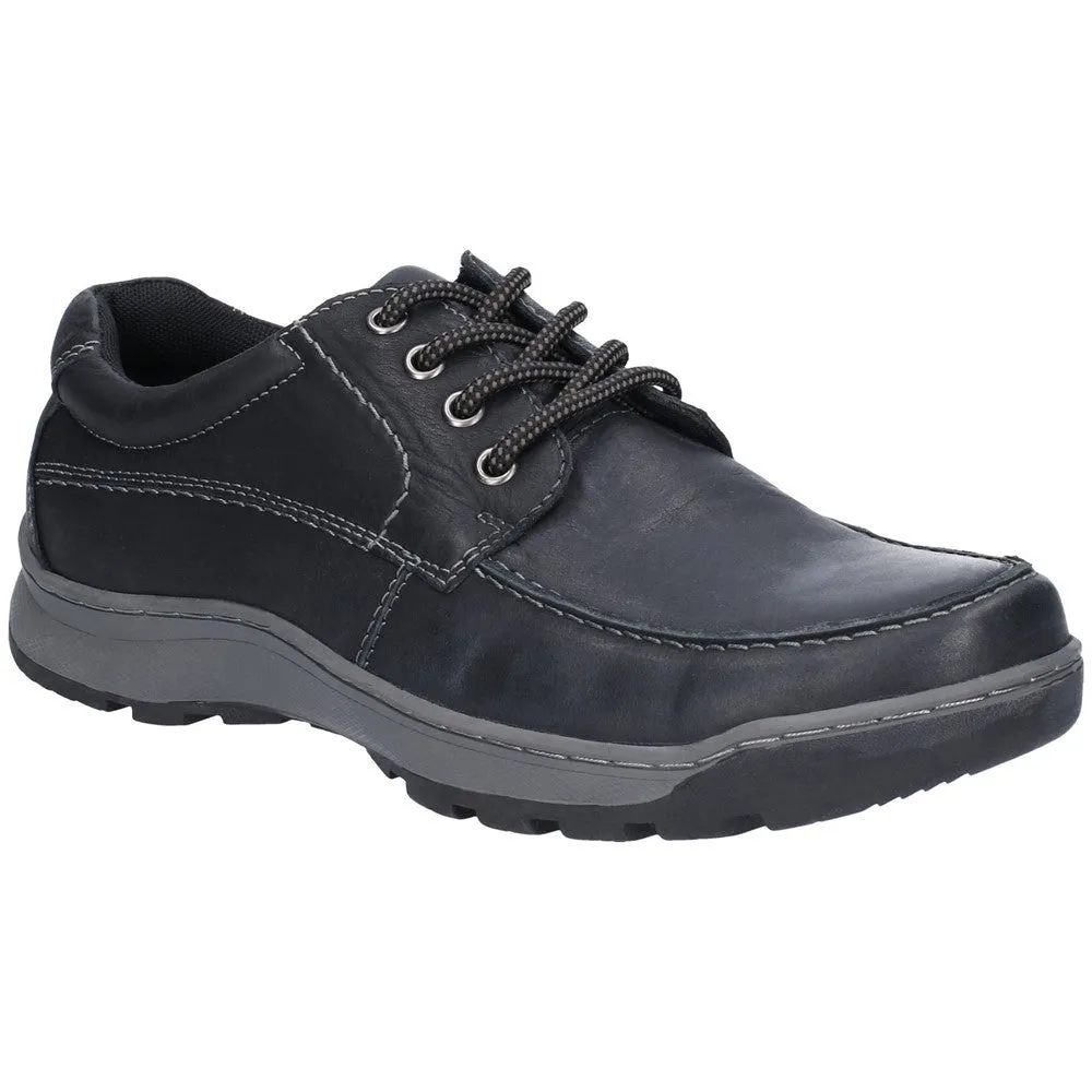 Hush Puppies Mens Tucker Memory Foam Lace Up Leather Shoe-BLACK