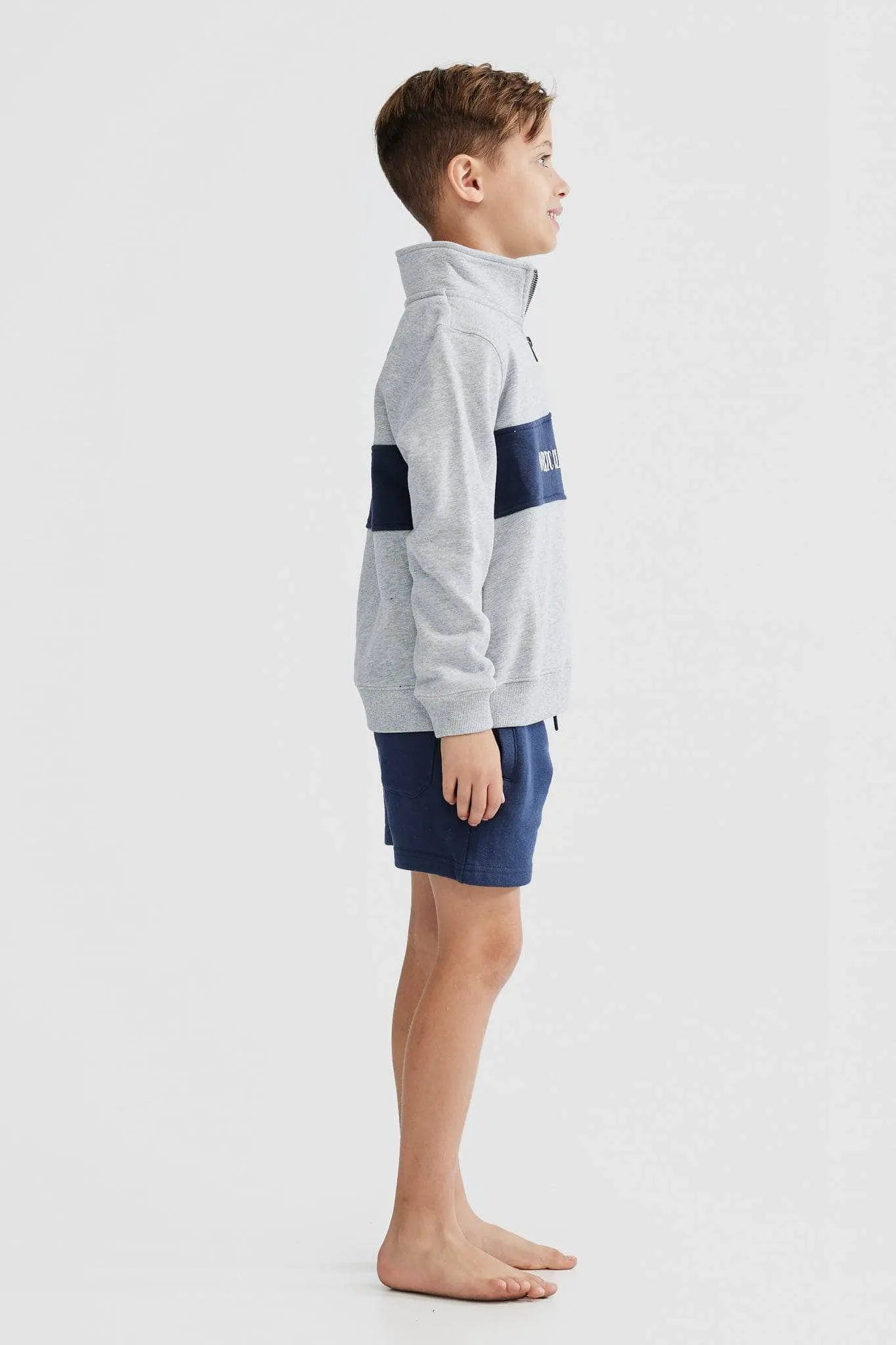 Jnr Classic Logo Quarter Zip Grey Marle