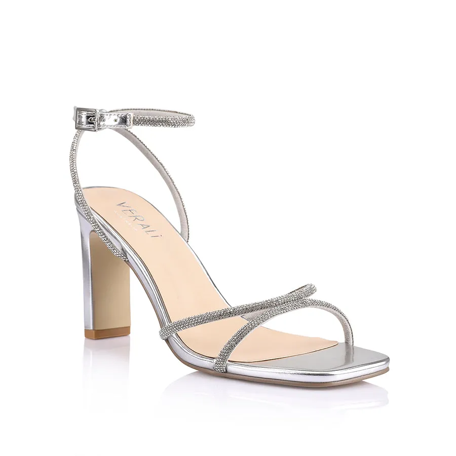 Kian Block Heel Sandals - Silver