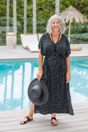 Messy Polka Maxi Dress - Black