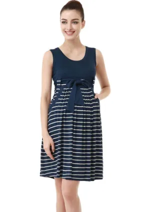 Momo Maternity Scoop Neck Striped Dress