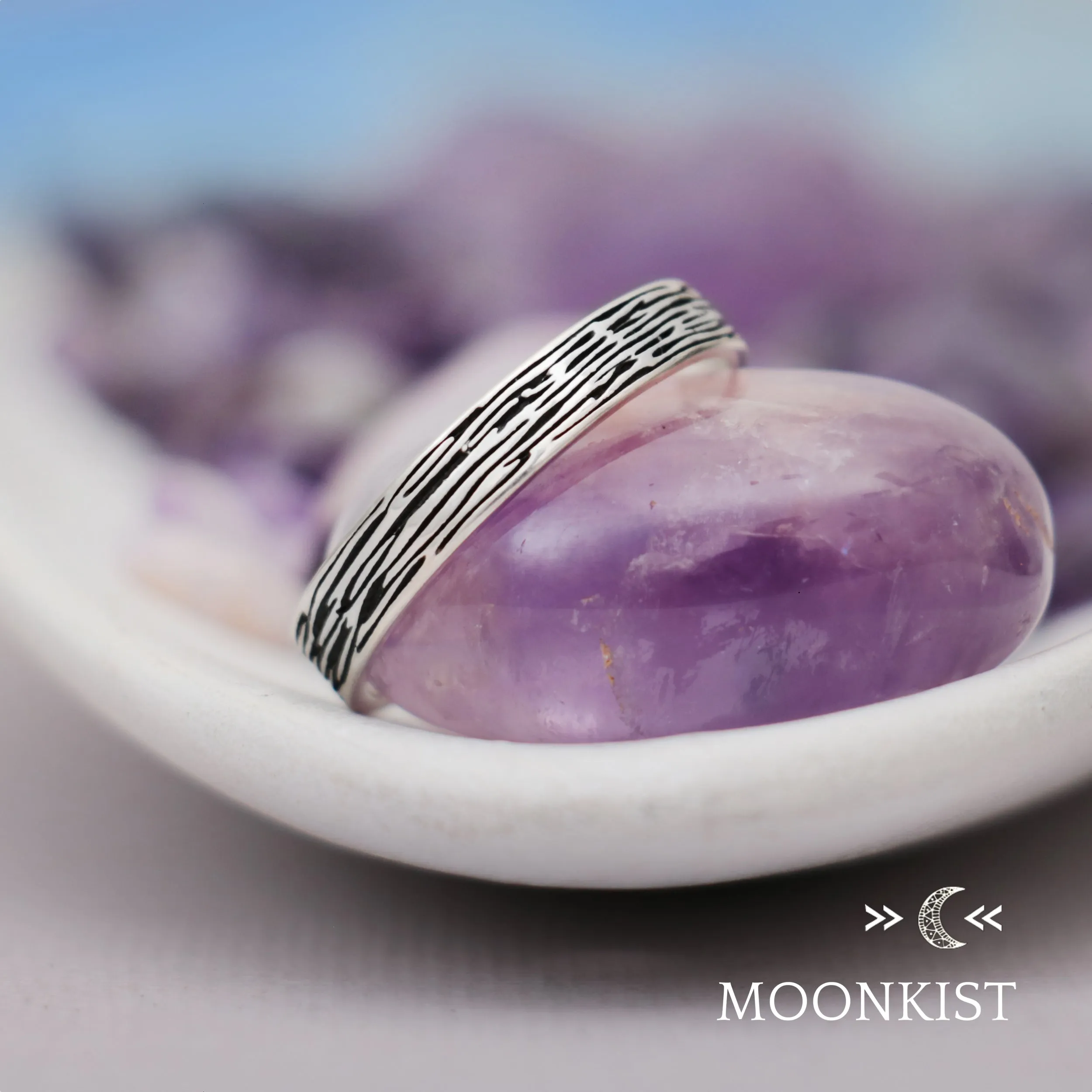 Narrow Tree Bark Wedding Band  | Moonkist Designs