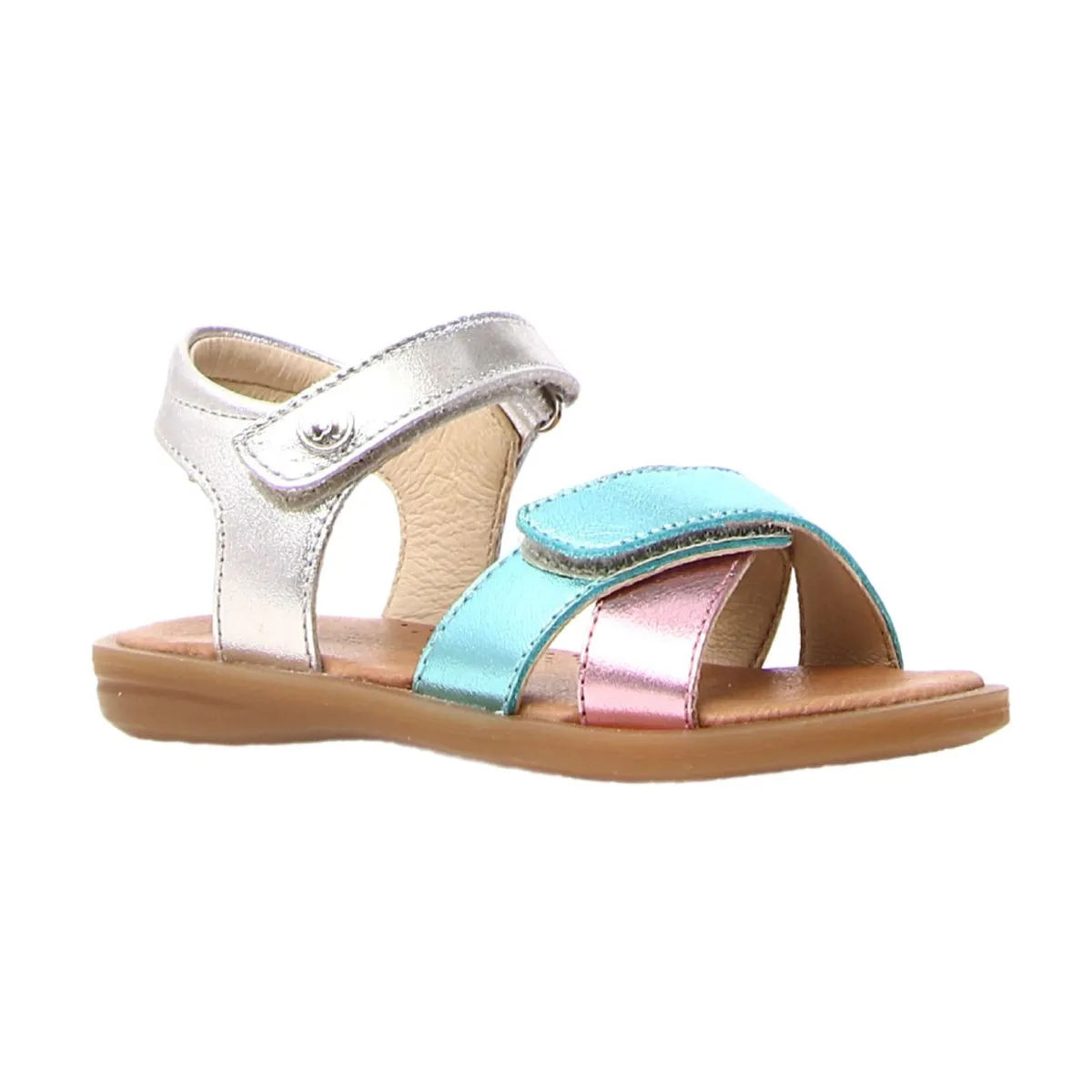 Naturino Girl's (Sizes 30-32) Turquoise/Pink/Silver Sandal