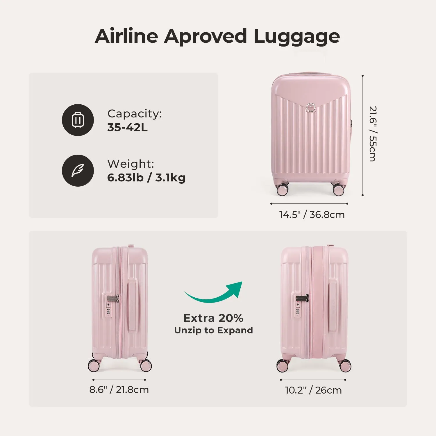 Odyssey 20 Inch Airline Approved Hardside Spinner Suitcase