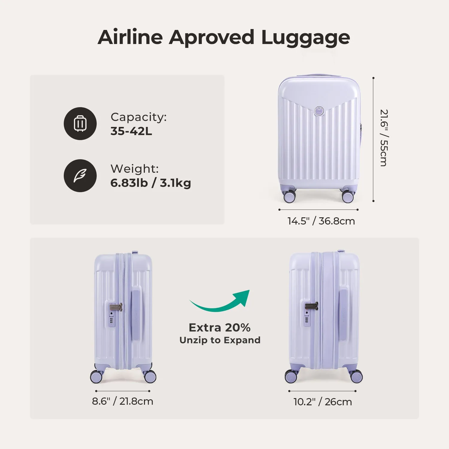 Odyssey 20 Inch Airline Approved Hardside Spinner Suitcase