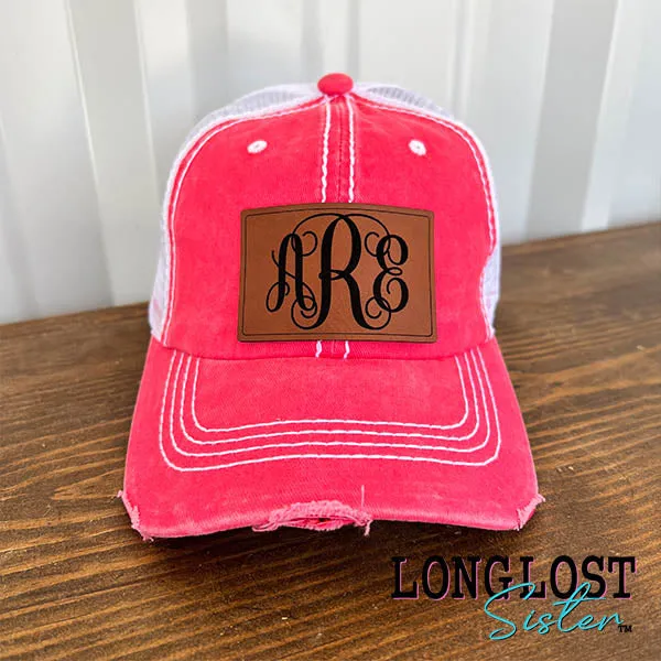 Personalized Monogram Distressed Ball Cap