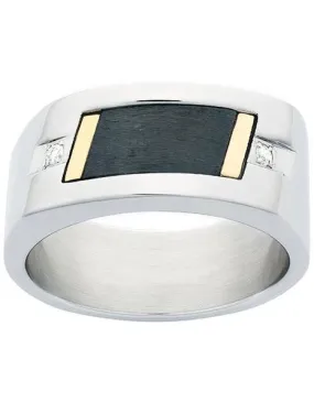 Rome Collection - Stainless Steel&#44; Titanium&#44; and 18k Gold - Ring