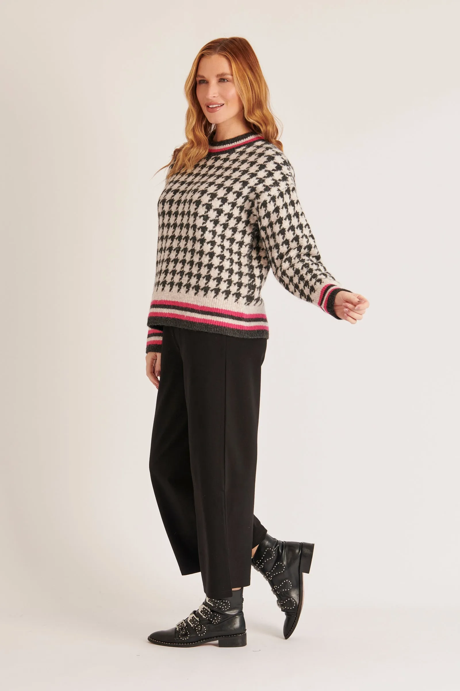 Scoop Neck Jumper - Houndstooth