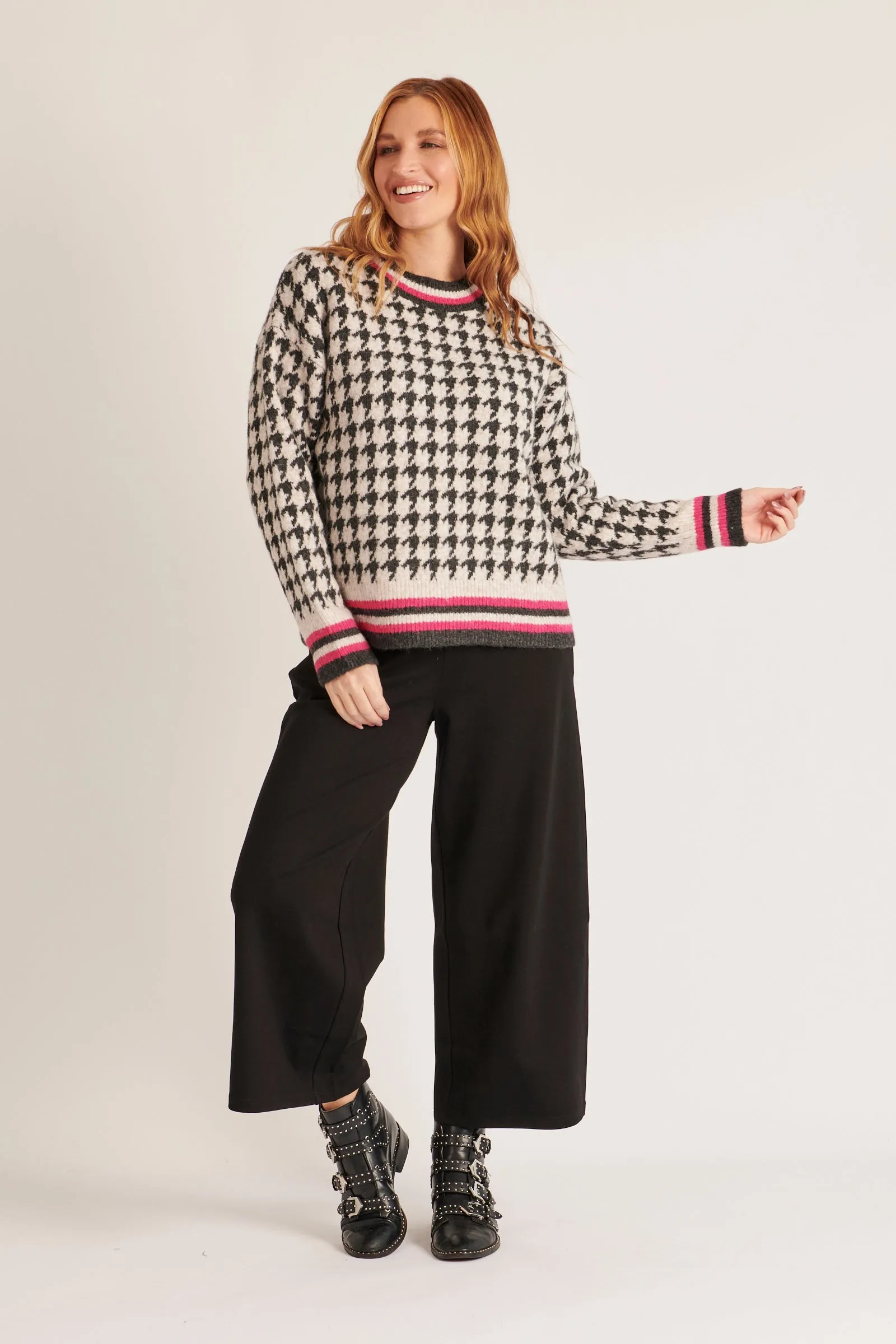 Scoop Neck Jumper - Houndstooth