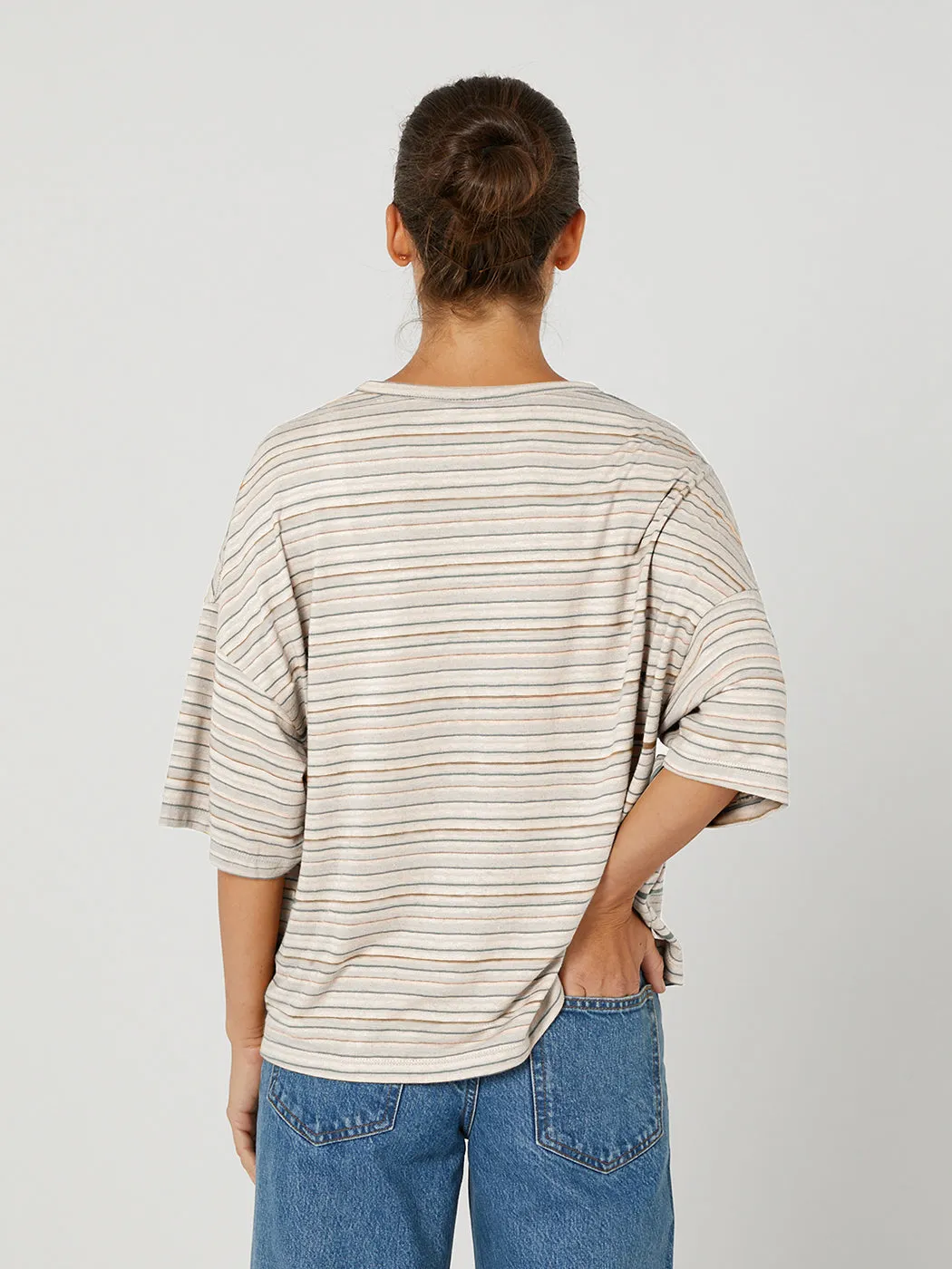 Slouchy Tee - Nature Multi Stripe