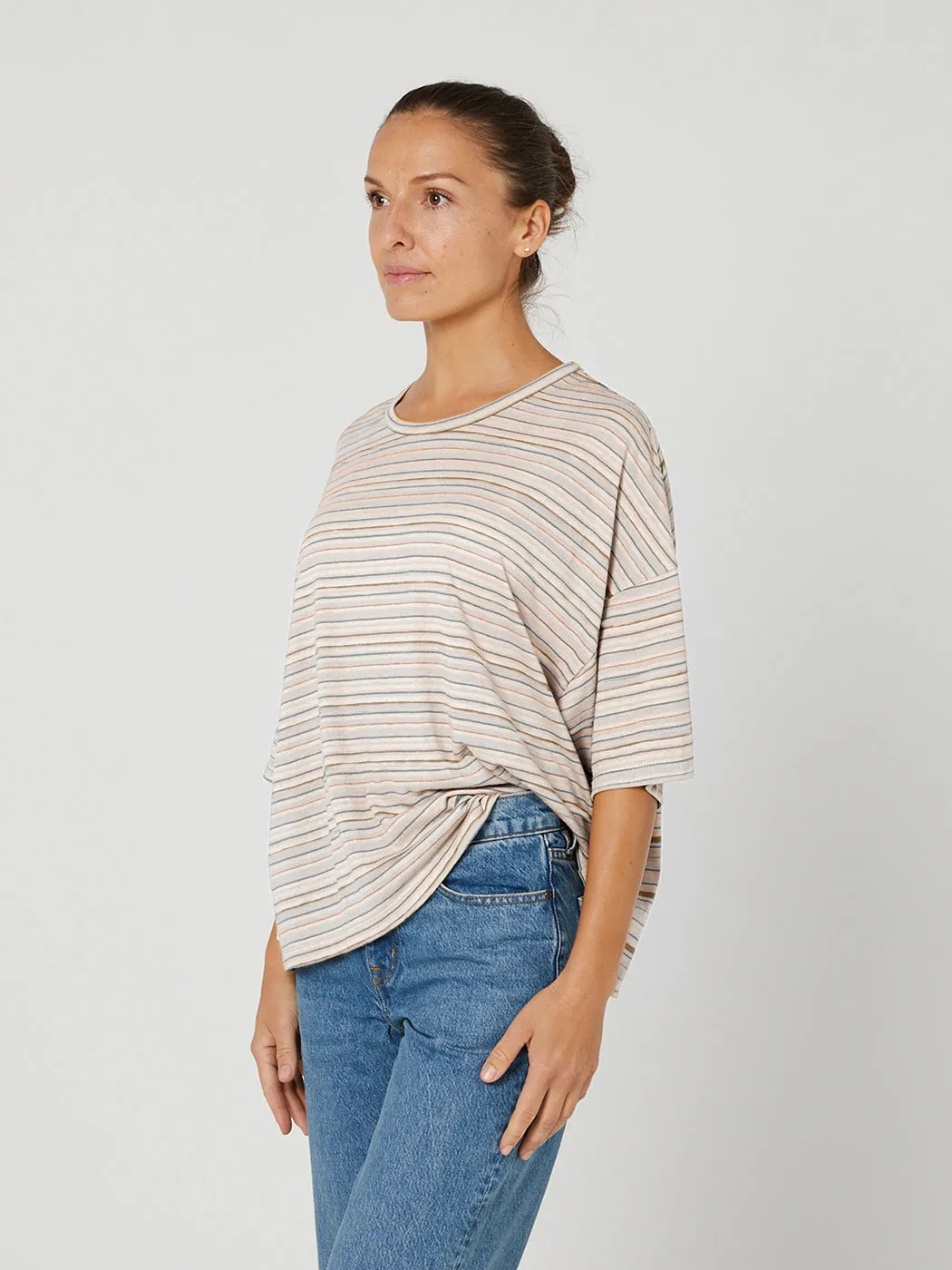 Slouchy Tee - Nature Multi Stripe