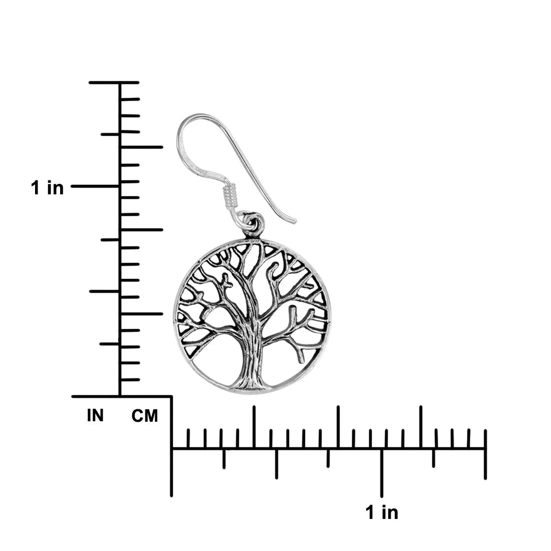 Sterling Silver Tree of Life Dangle Earrings