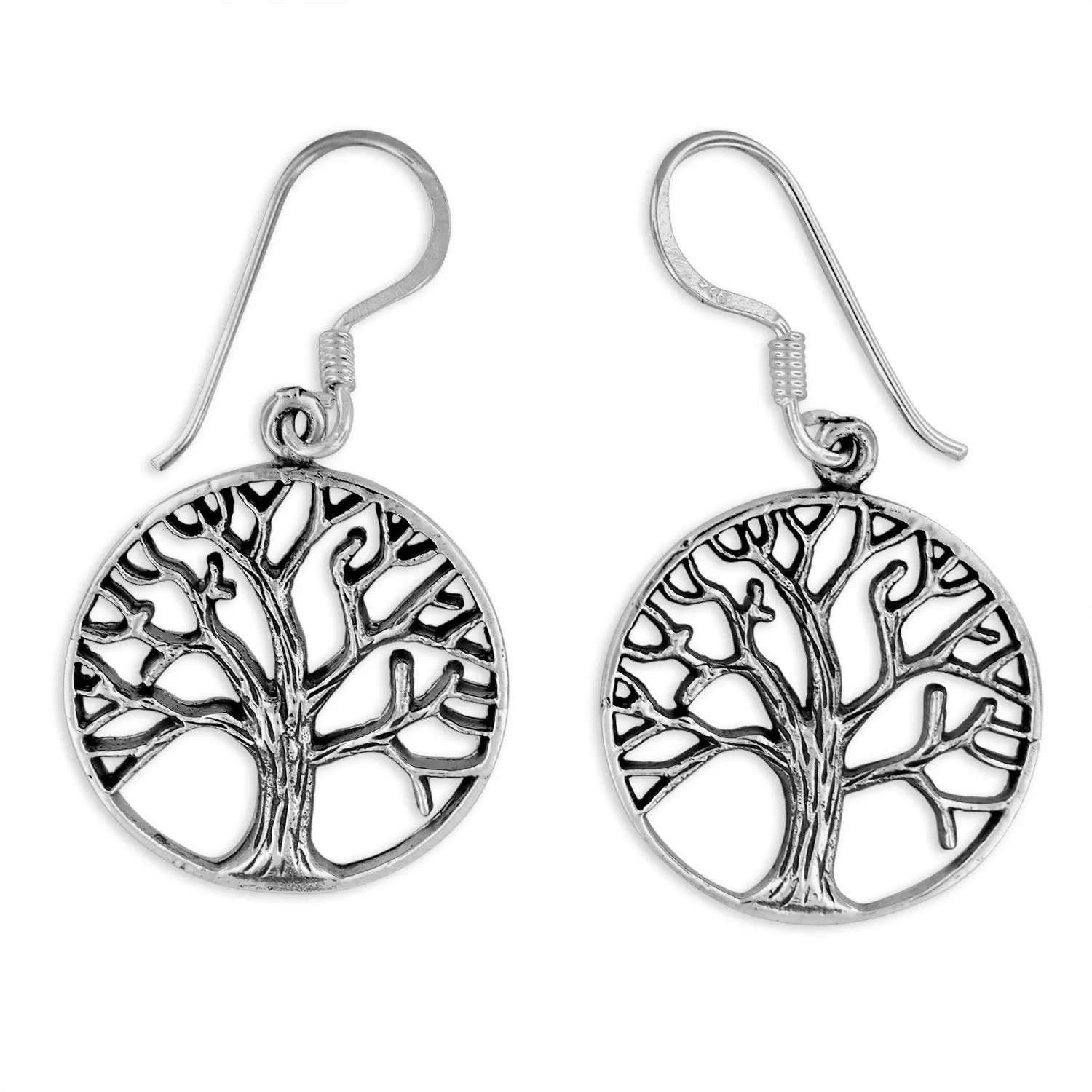 Sterling Silver Tree of Life Dangle Earrings